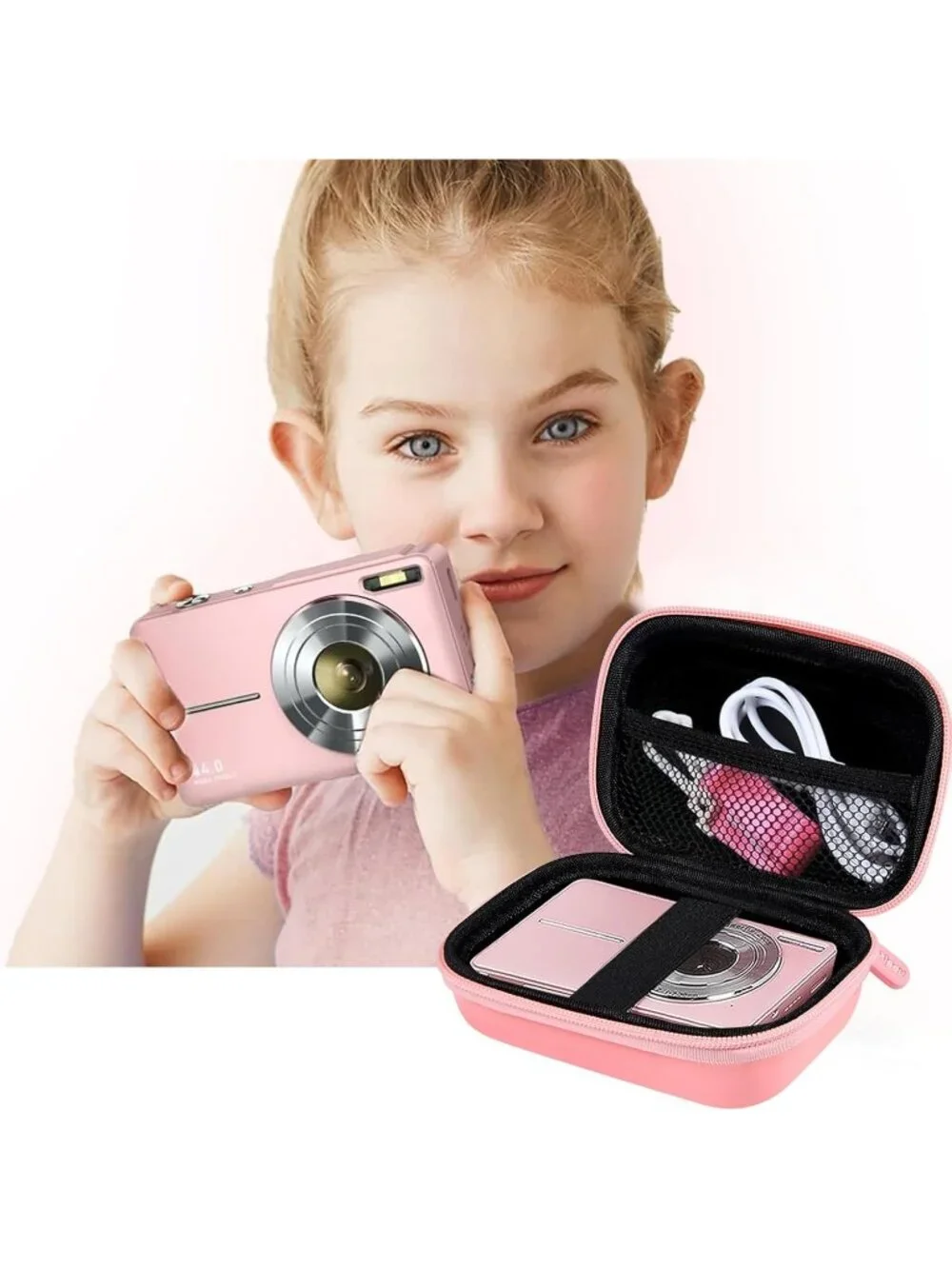 Pink Digital Camera Case –‎ Compact Protective zip Travel Pouch, universal